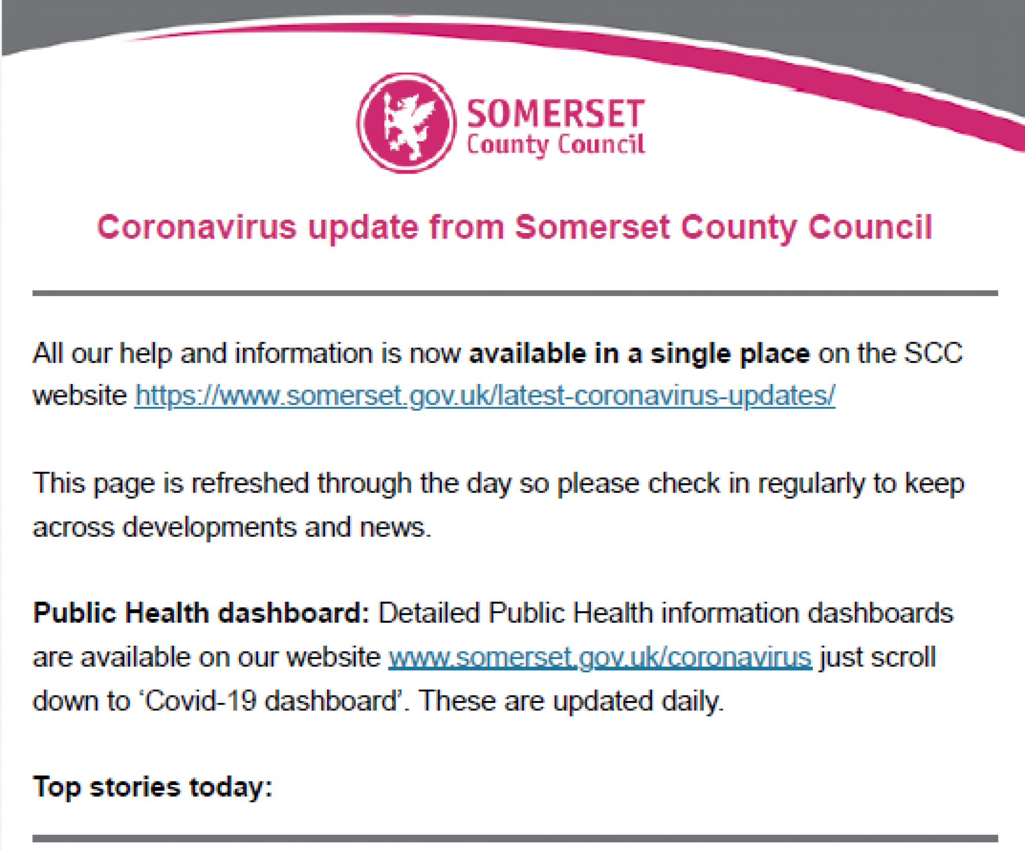 Coronavirus update from Somerset County Council 12th March