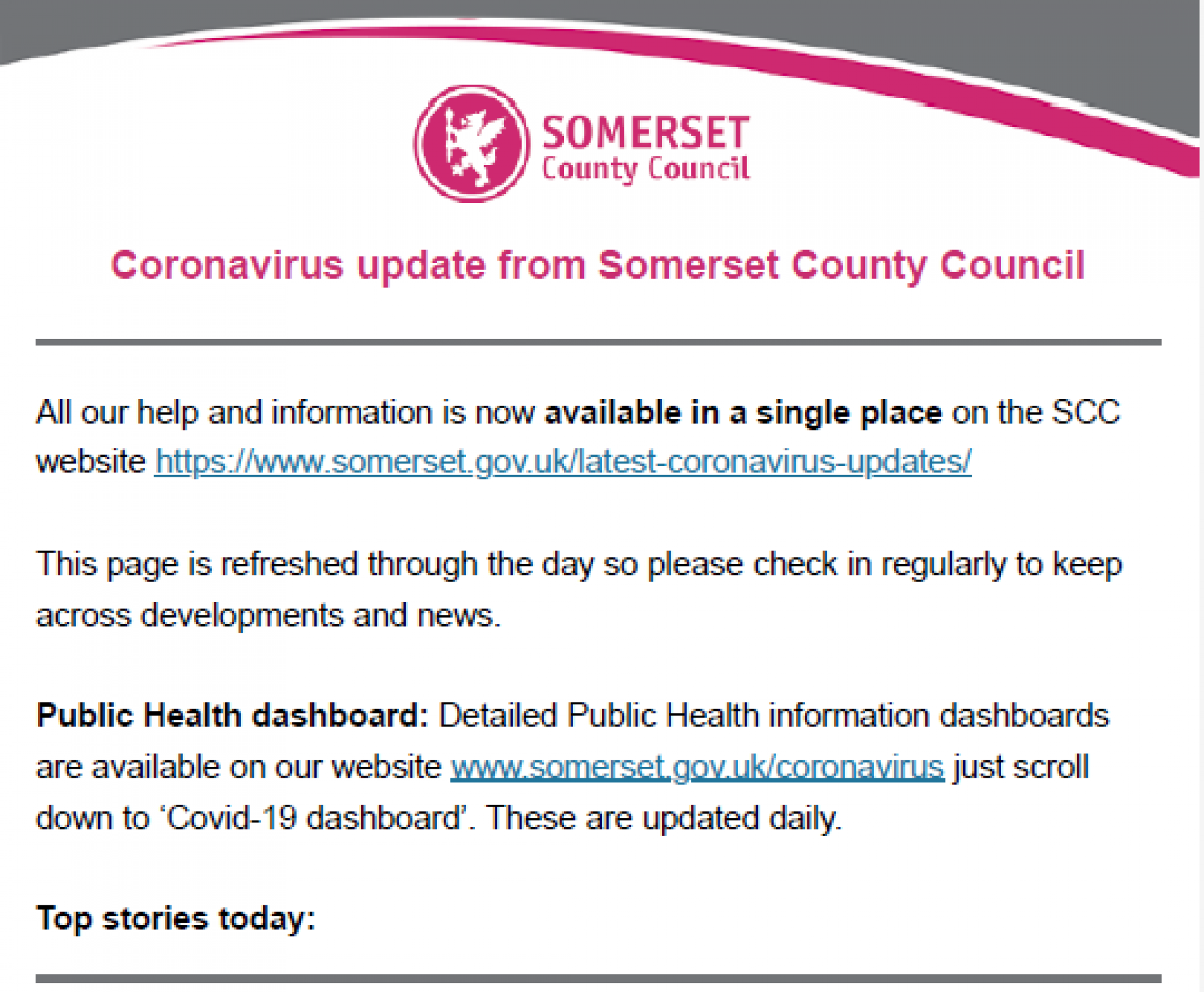 Coronavirus update from Somerset County Council 16th March